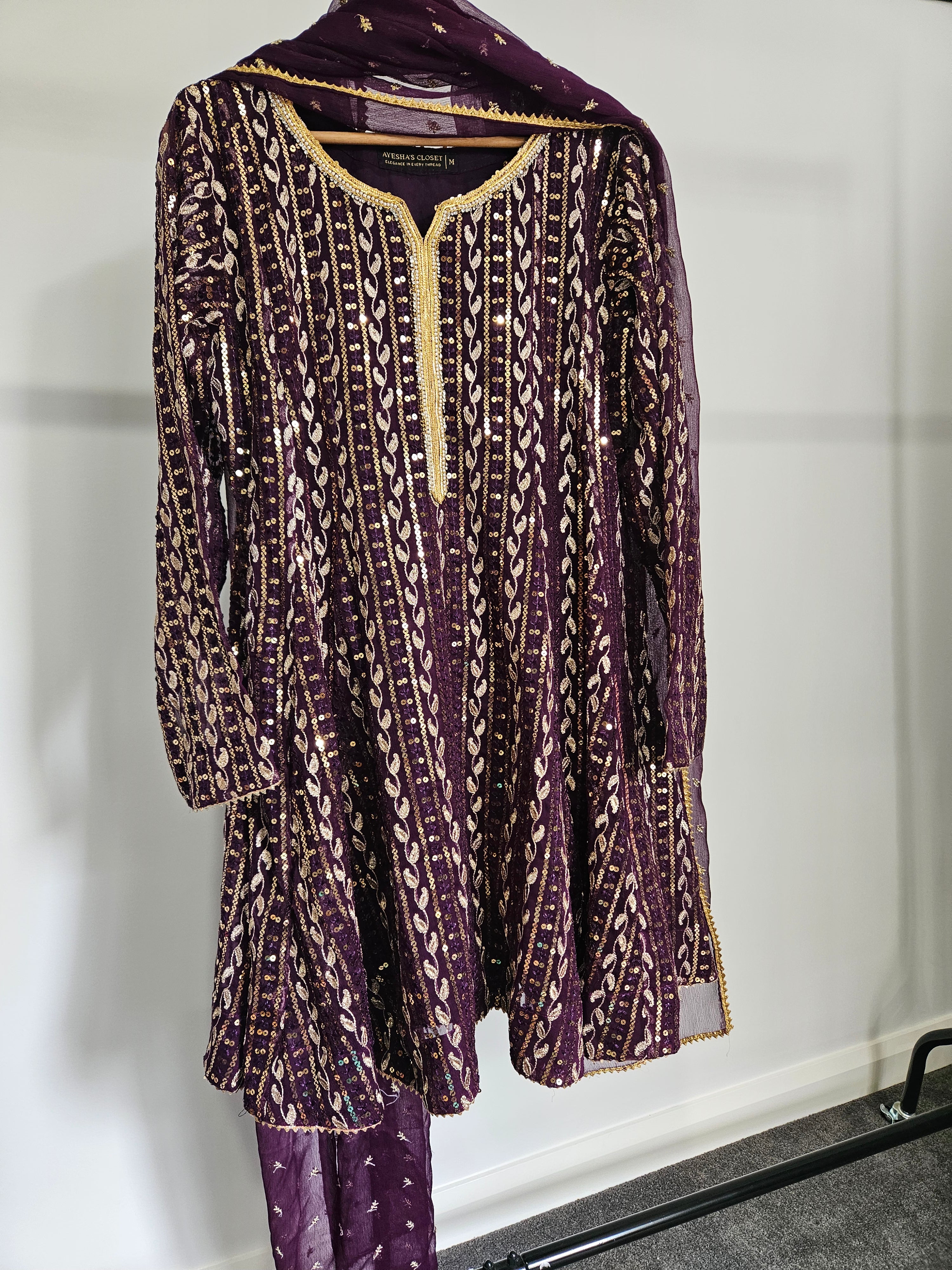 Chiffon Garara with Sequins work