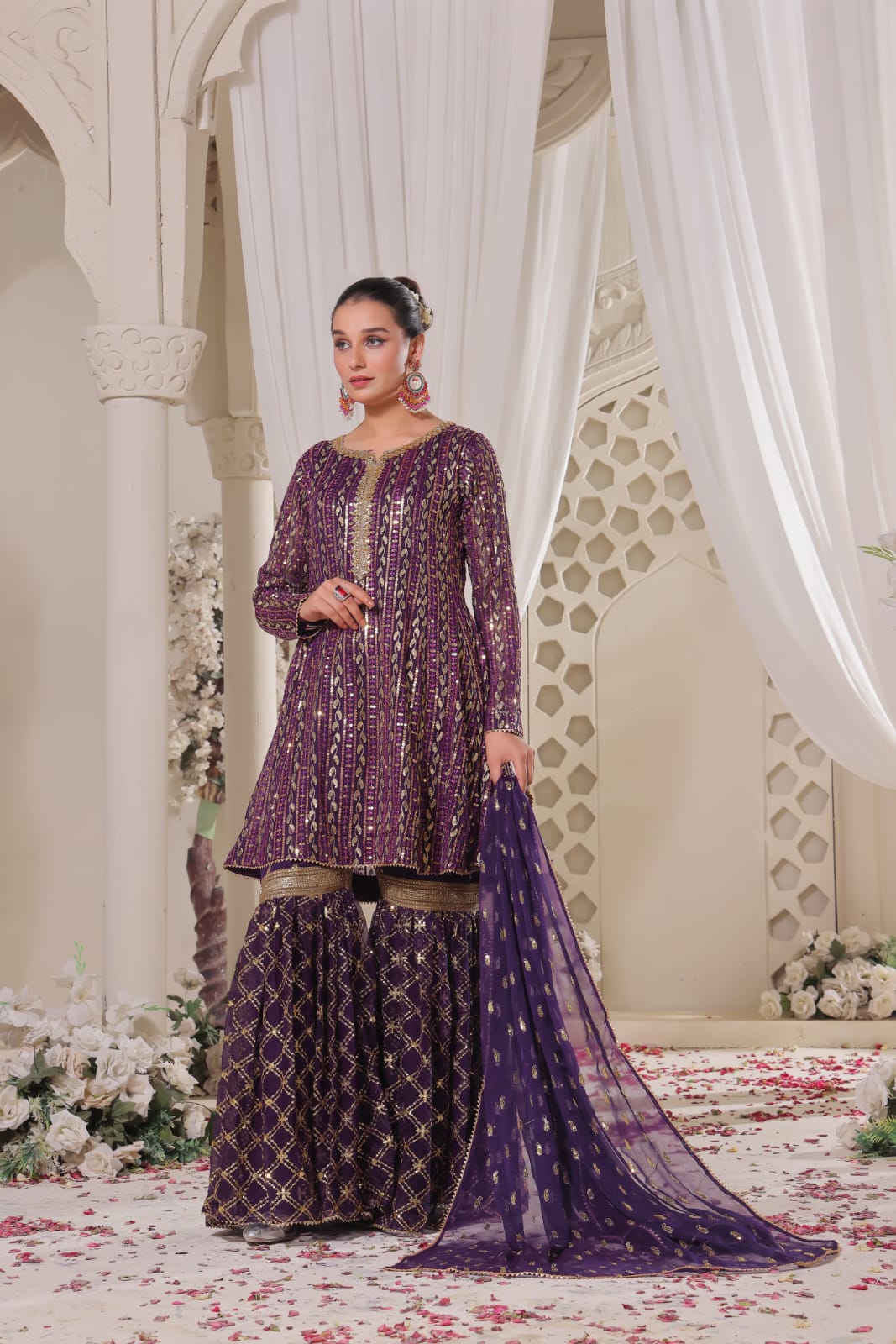 Chiffon Garara with Sequins work